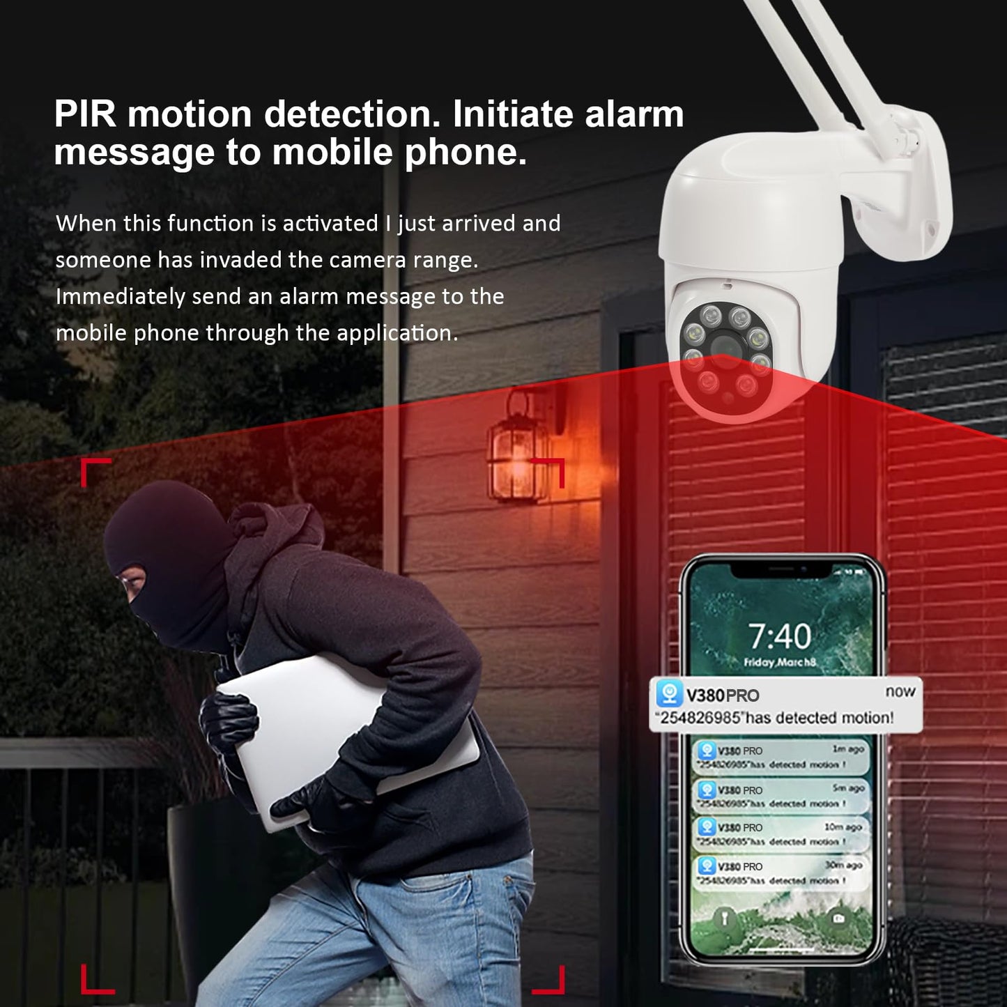 POHAAGNZE 1080P Security Camera Outdoor Wired/Wireless Starlight Color Night Vision, 2MP Cameras for Home AI Human Detection & Auto Tracking, IP66 2-Way Audio, US Cloud, Compatible with Alexa (2PCS)