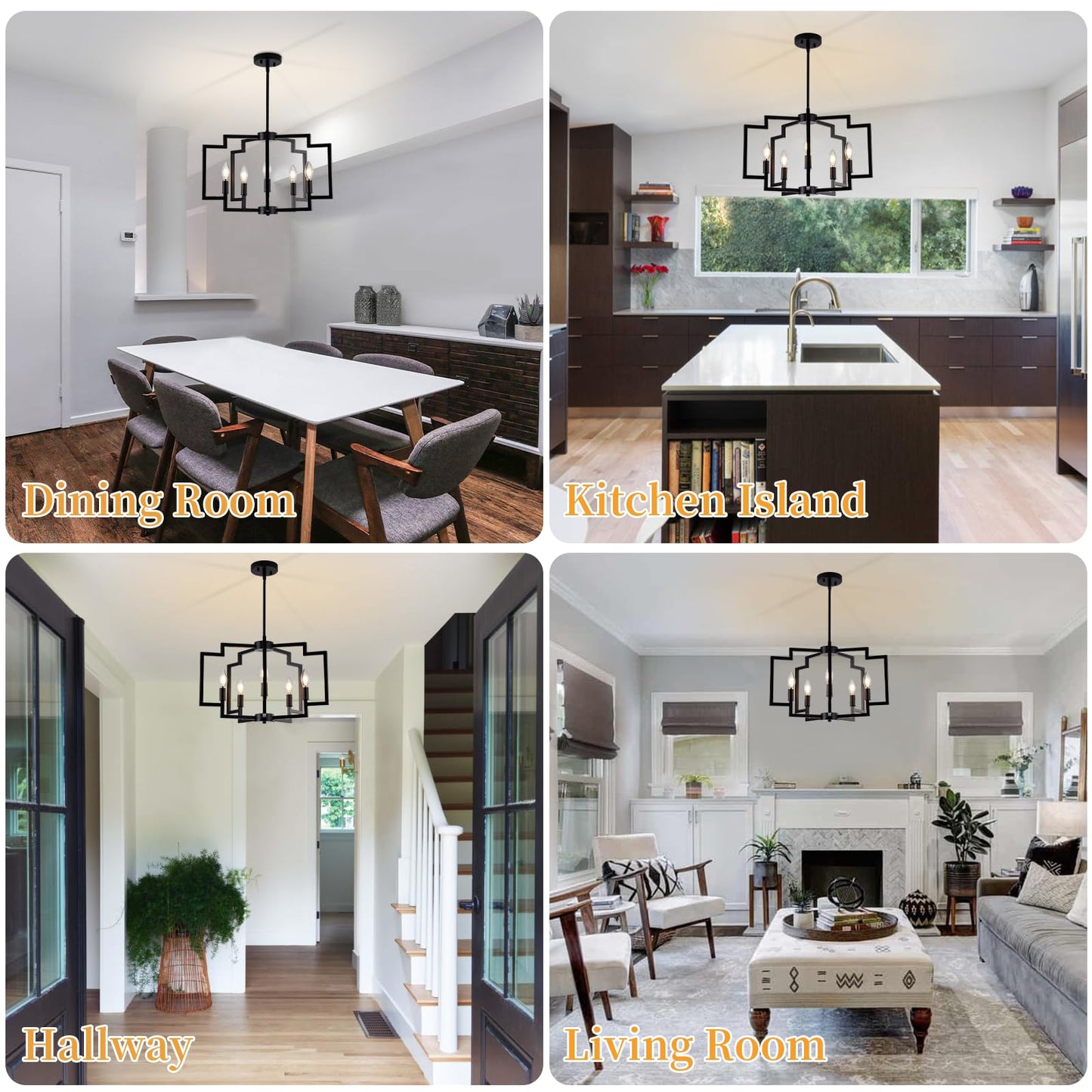 Modern 5-Light Black Chandelier for Home