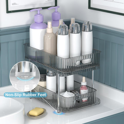 2-Tier Under Sink Organizer with Movable Dividers