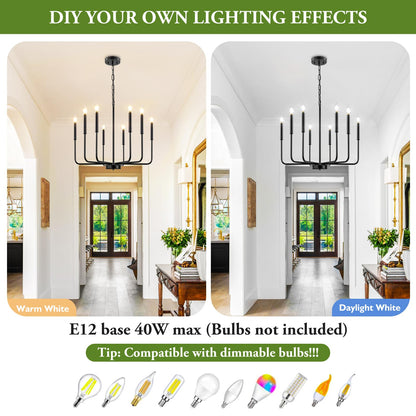 8-Light Industrial Chandelier for Dining Room