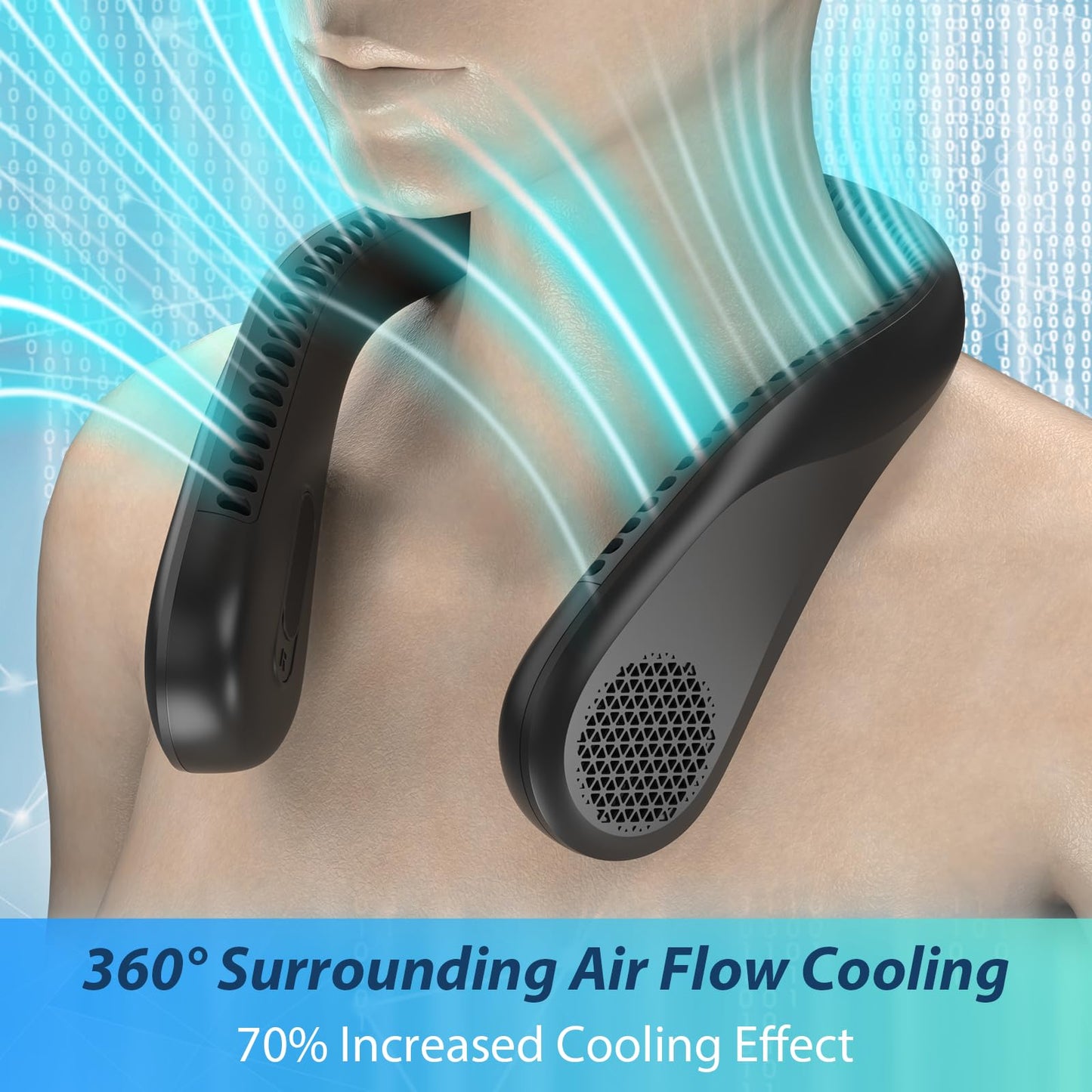 Kternay Bladeless Neck Fan - 5200mAh Portable Neck Fan with 3 Wind Speed,USB Rechargeable Personal Neck Fan, Hands-Free Design USB Fan - Ideal for Outdoor Activities and Travel