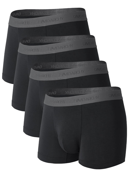 DAVID ARCHY Mens Trunks Underwear Soft Breathable Rayon Made from Bamboo Trunk No Fly Pouch 4-Pack L 3''