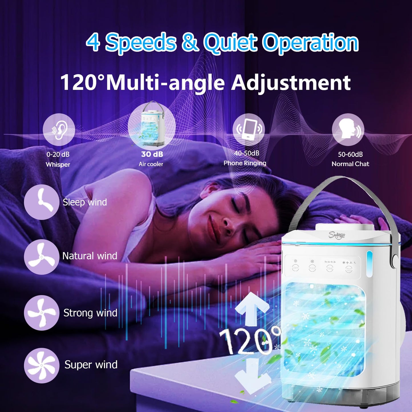 Portable Air Conditioner with 3 Speeds & Timer