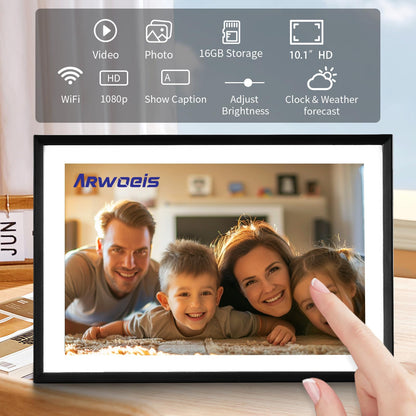 ARWOEIS 10.1 Inch WiFi Digital Picture Frame, 1280x800 HD IPS Touch Screen Digital Photo Frame with 16GB Storage, Auto Rotation, Share Photos Or Videos for via APP