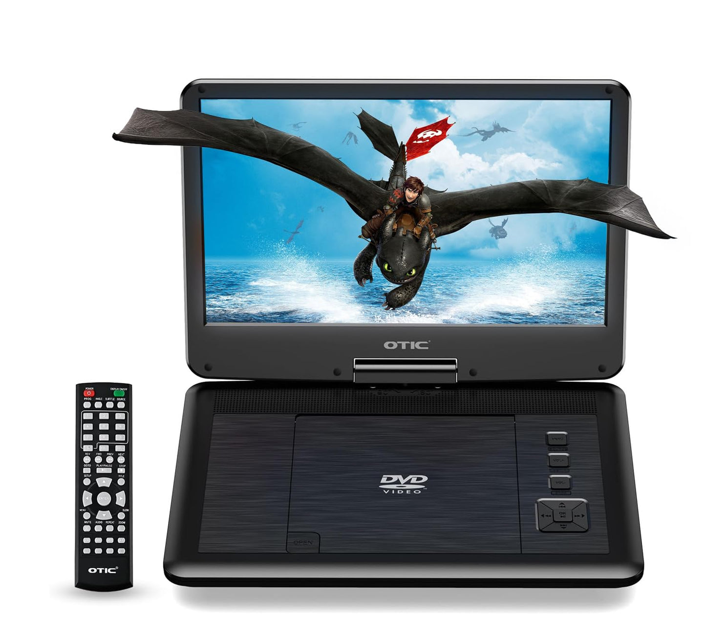 OTIC 13" Portable DVD Player with 11.6" HD Swivel Screen, DVD Player for Car, 6-Hour Rechargeble Battery, Support DVD/CD/USB/SD Card, Remote Control,Dual Stereo Speakers, Black