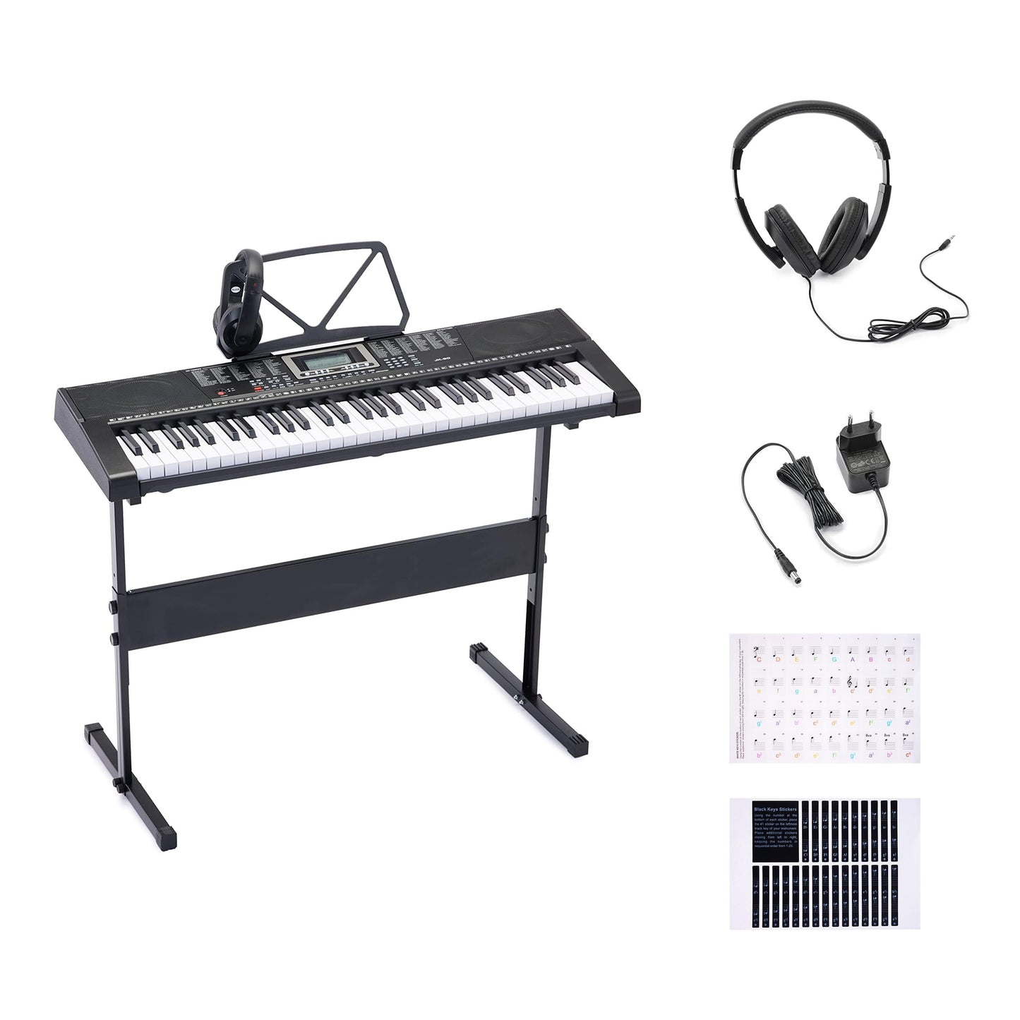 Amazon Basics Portable Digital Piano Keyboard with 61 Keys, Built In Speakers and Songs for Learning, Black