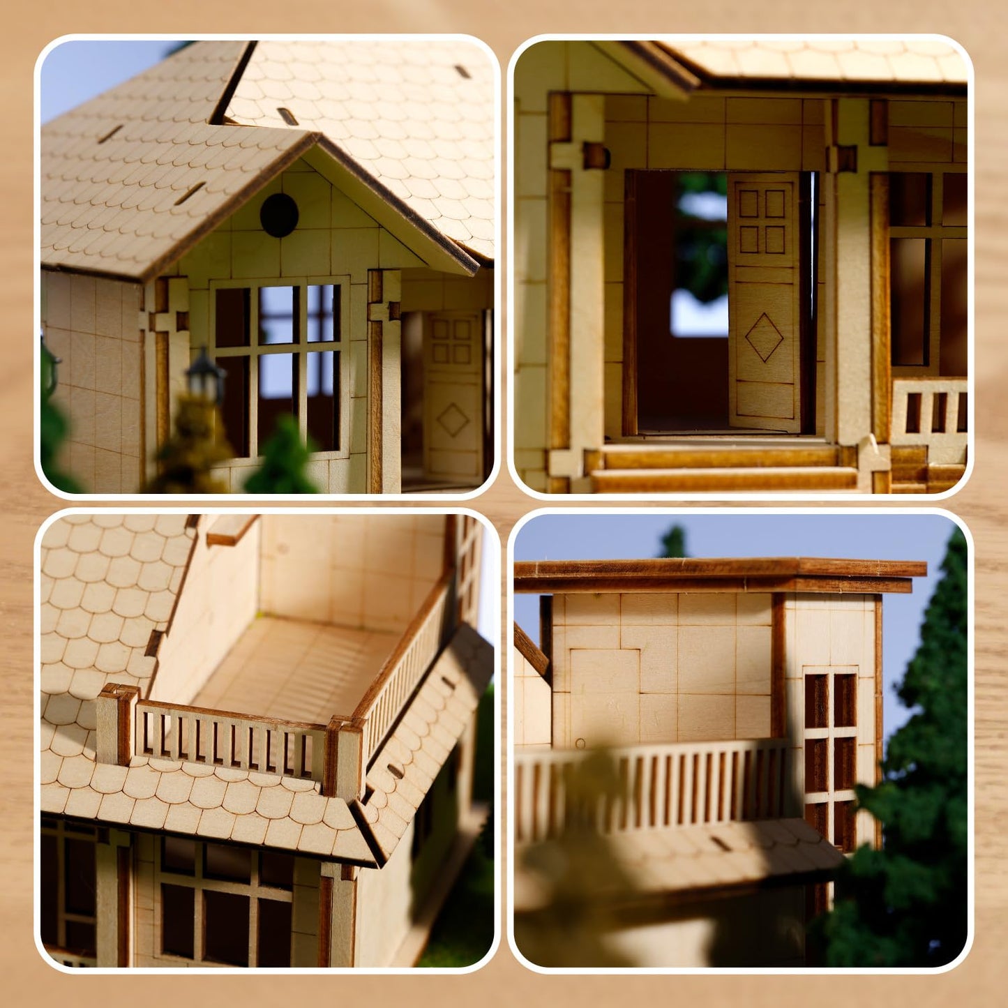 3D Wooden Puzzles for Adults,DIY Color Modern Villa Wooden Model Kits,Creative Art Ornaments,Gift on Birthday,Christmas