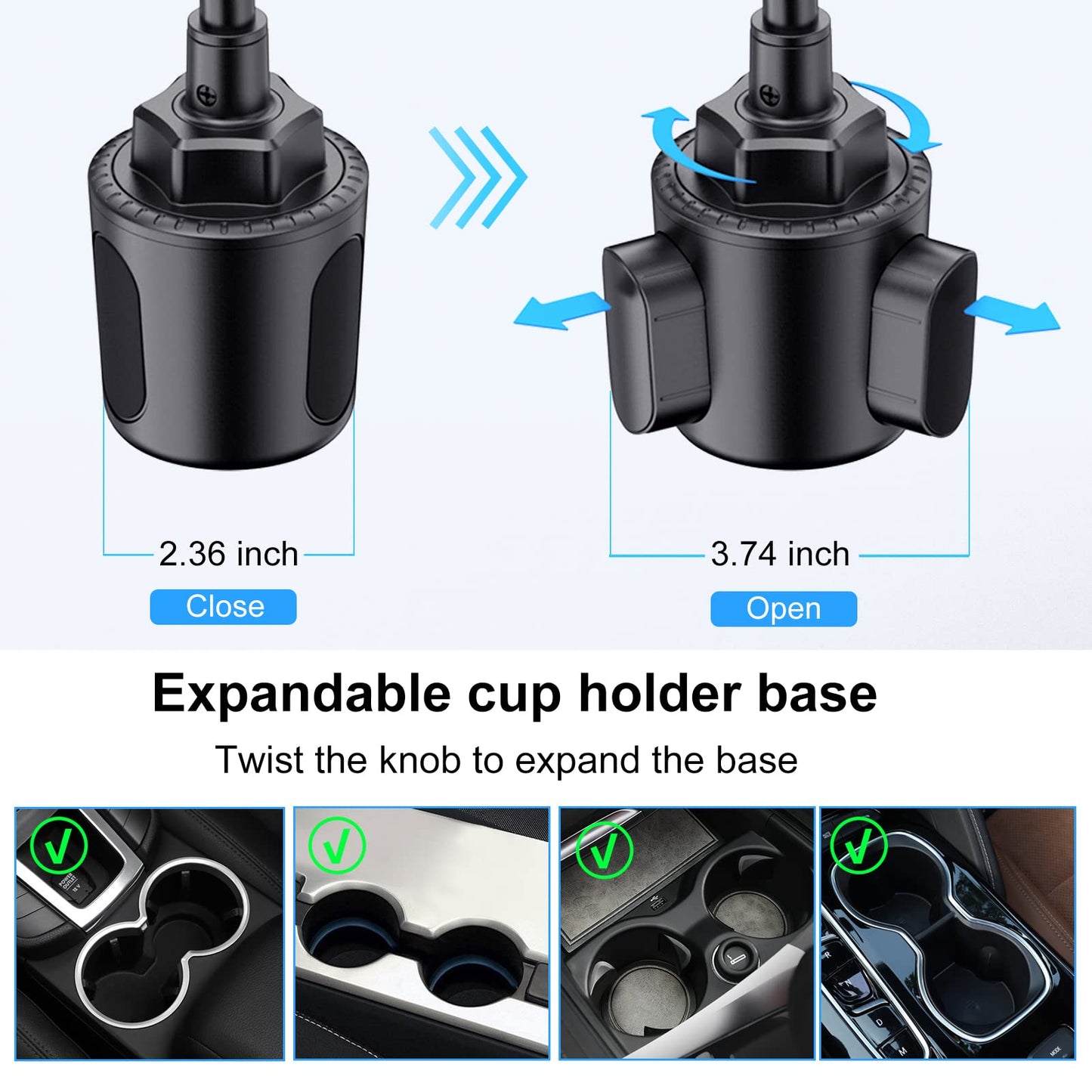 Lopnord Car Phone Holder Mount Cup Holder, Phone Mount for Car Compatible with iPhone 14 13 Pro Max/Samsung Galaxy S23 S22 Ultra/S21/S20, Cell Phone Holder Car Flexible Gooseneck Phone Holder for Car