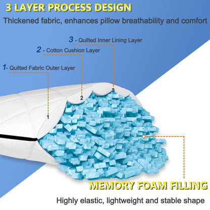 AS AWESLING Soft Pillows for Sleeping - Shredded Memory Foam Bed Pillows Set of 2 for Side Back Stomach Sleepers (Standard(20 * 26 inches))