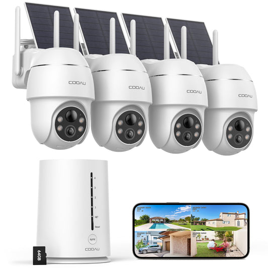 4 Cam COOAU Solar Security Camera System