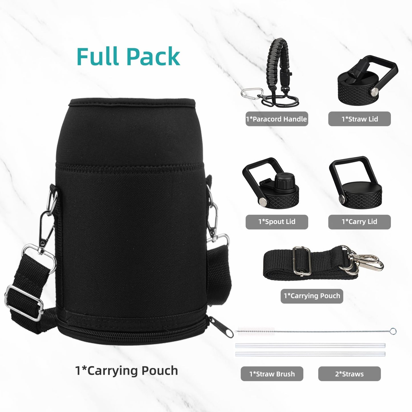 50 oz Insulated Water Bottle with Straw