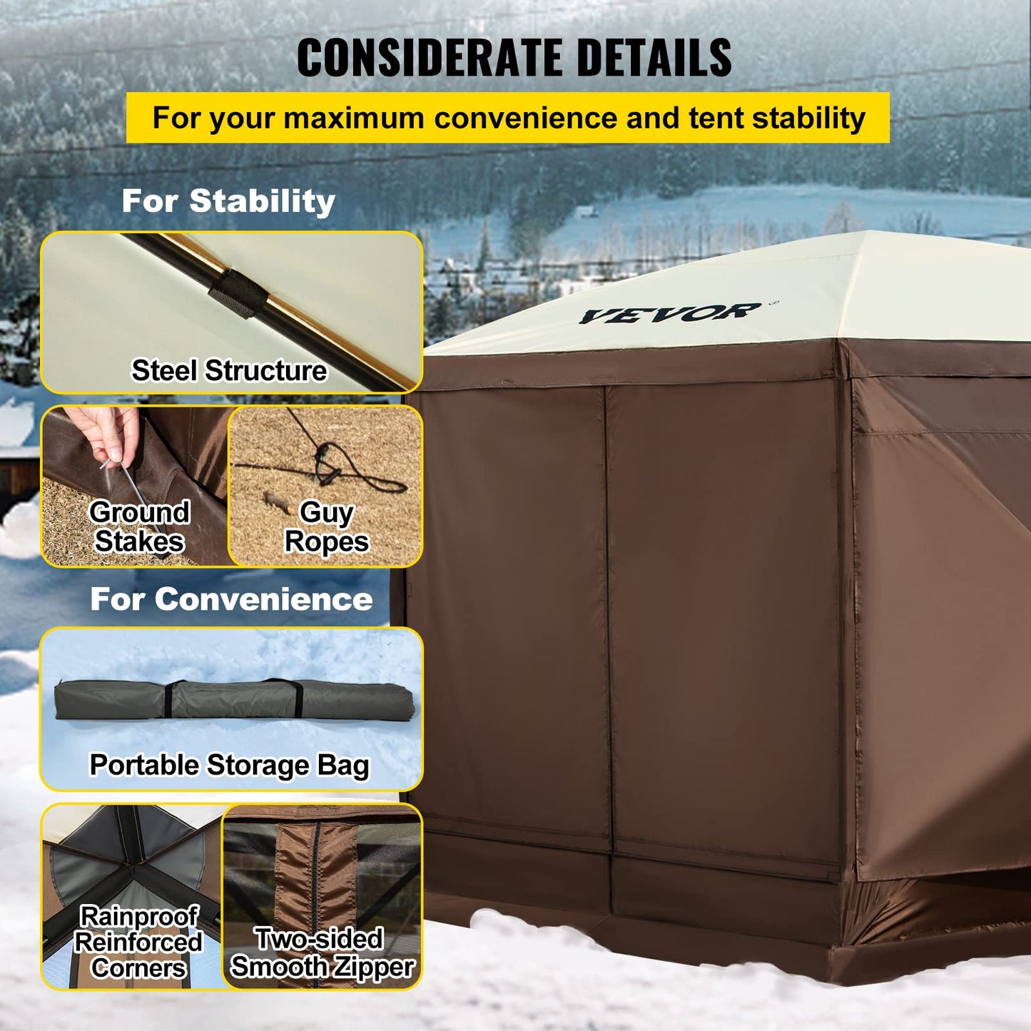 VEVOR 12x12ft Pop-up Camping Gazebo Tent