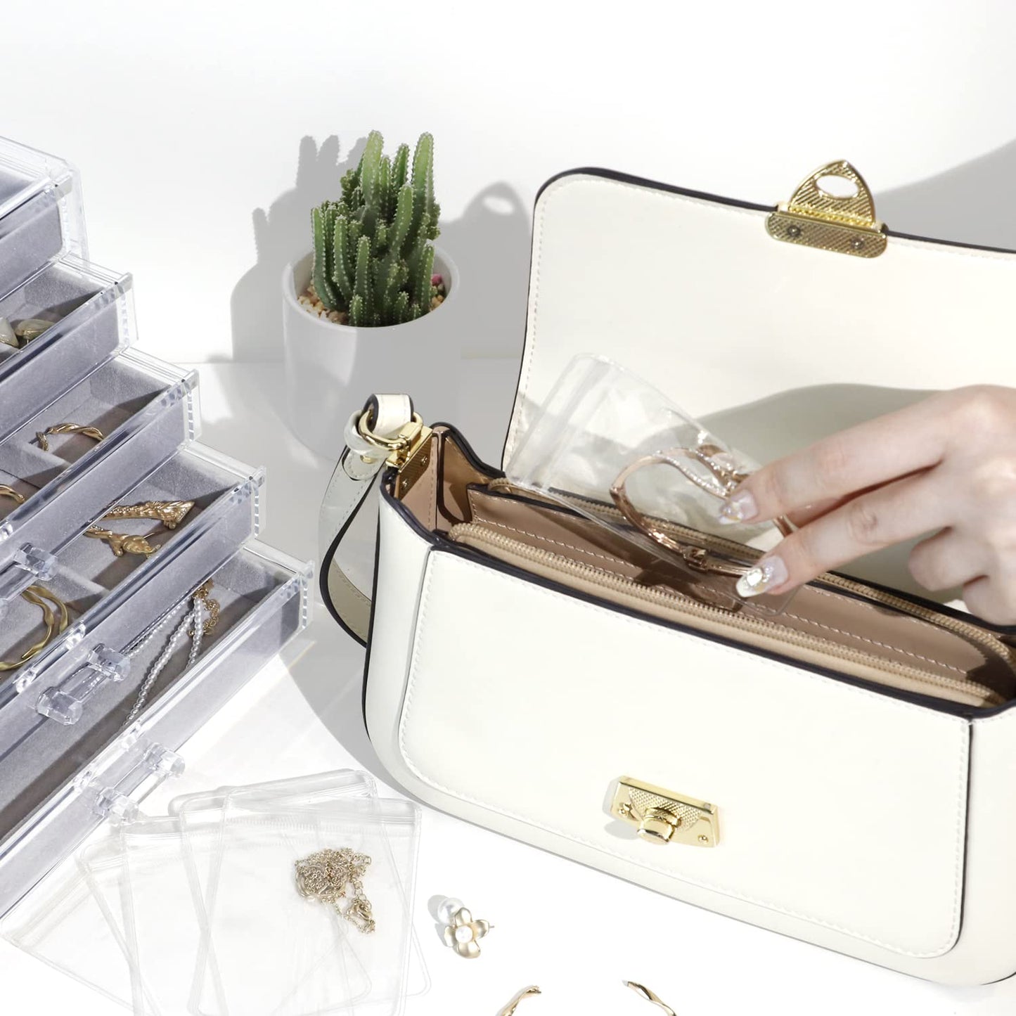KAMIER Clear Jewelry Organizer with 20 Bags