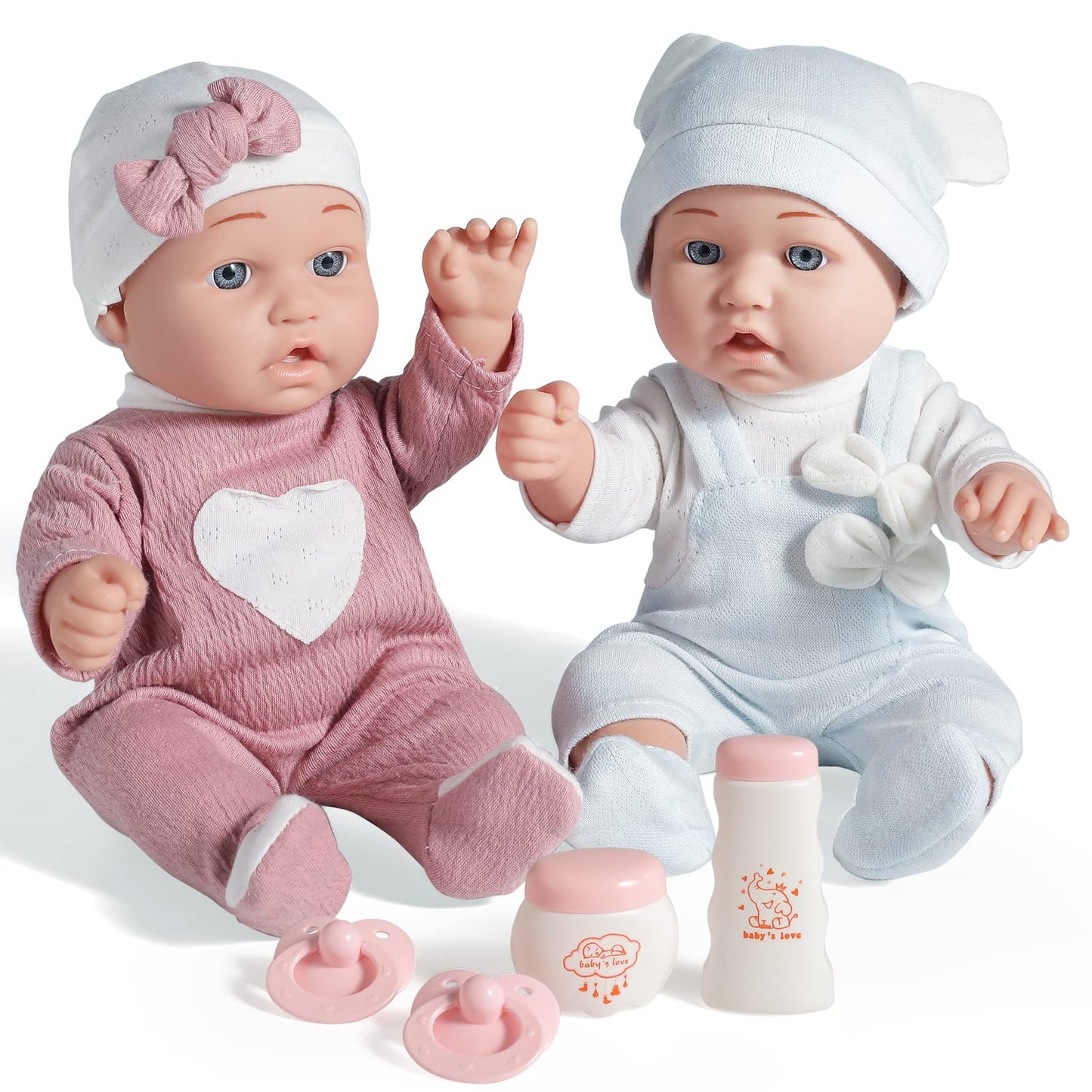 12'' Twins Baby Doll Playset with Accessories