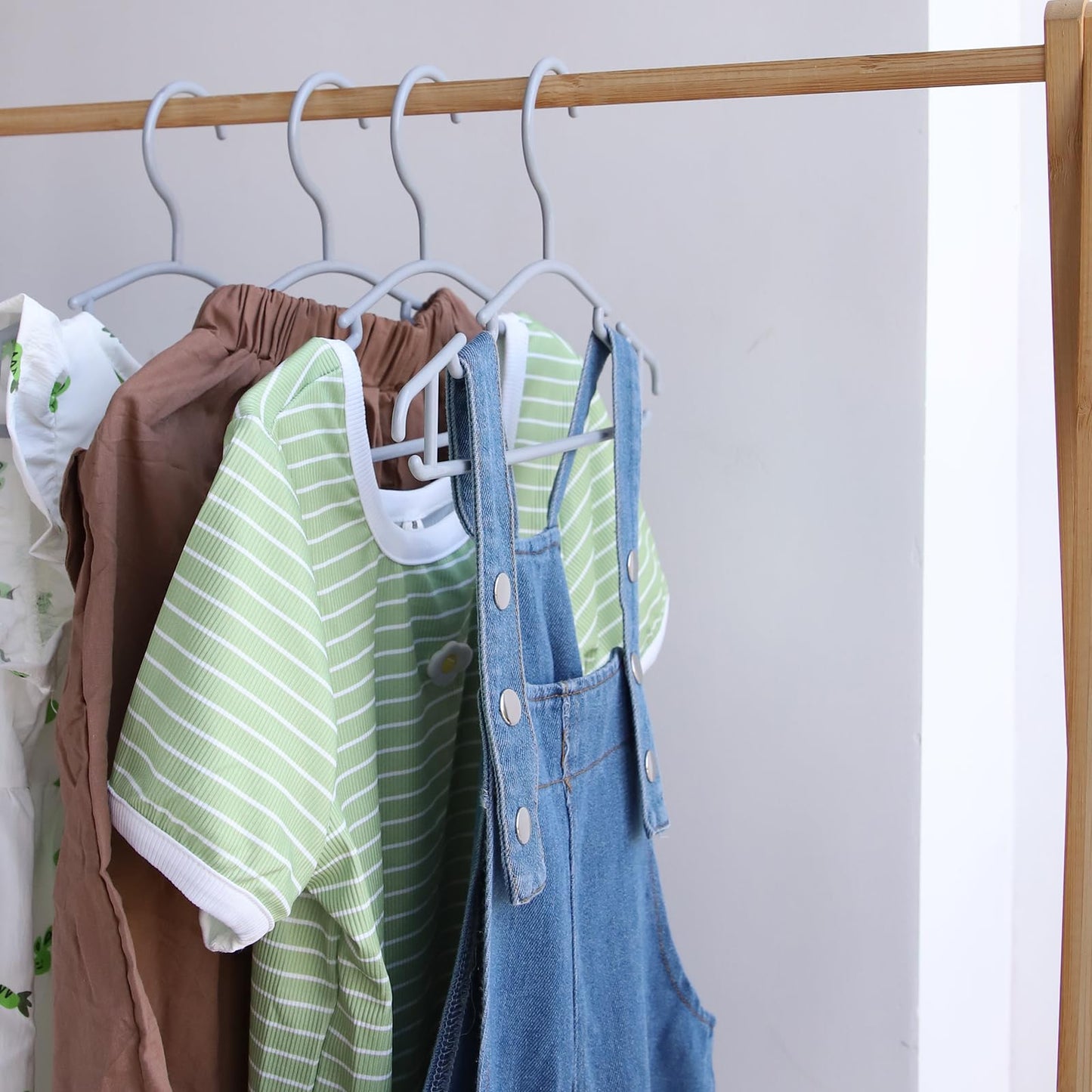 Plastic Baby Clothes Hangers - Kids Hangers for Closet Baby Hangers for Boys and Girls Closet Gray Child Hanger for Clothing Pants Coats 60 Pack