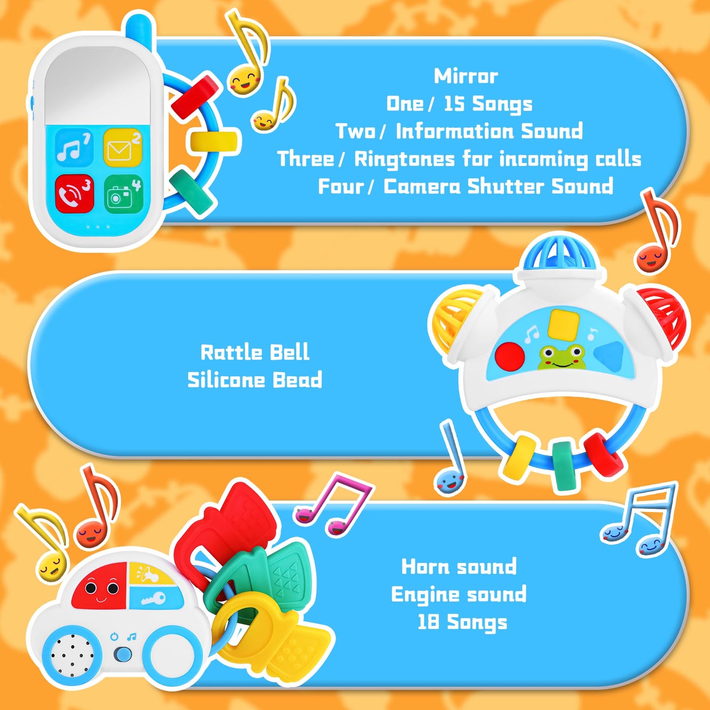 Baby Rattle Teething Toys - 5PCS Infant Set