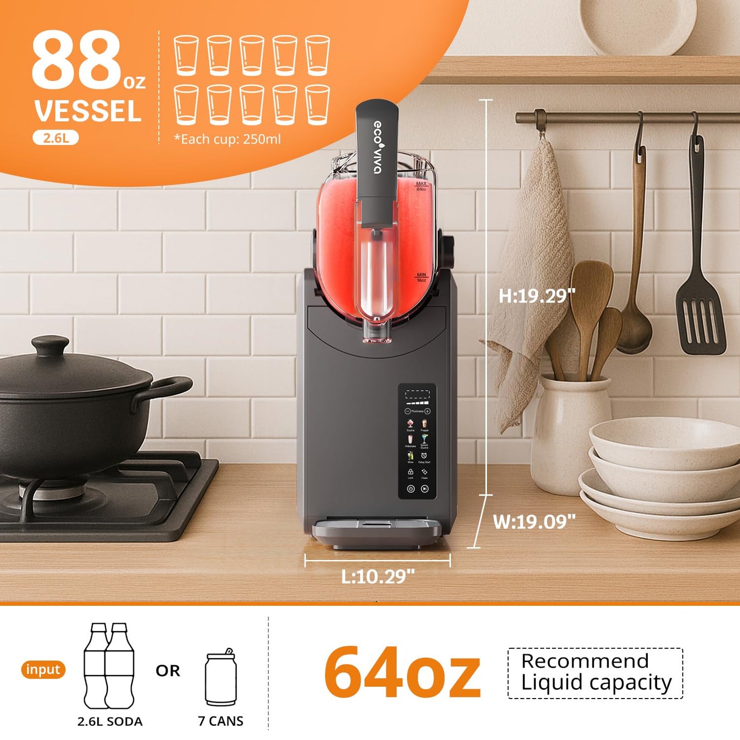 Ecoviva 88 oz Slushy Machine with 5 Settings