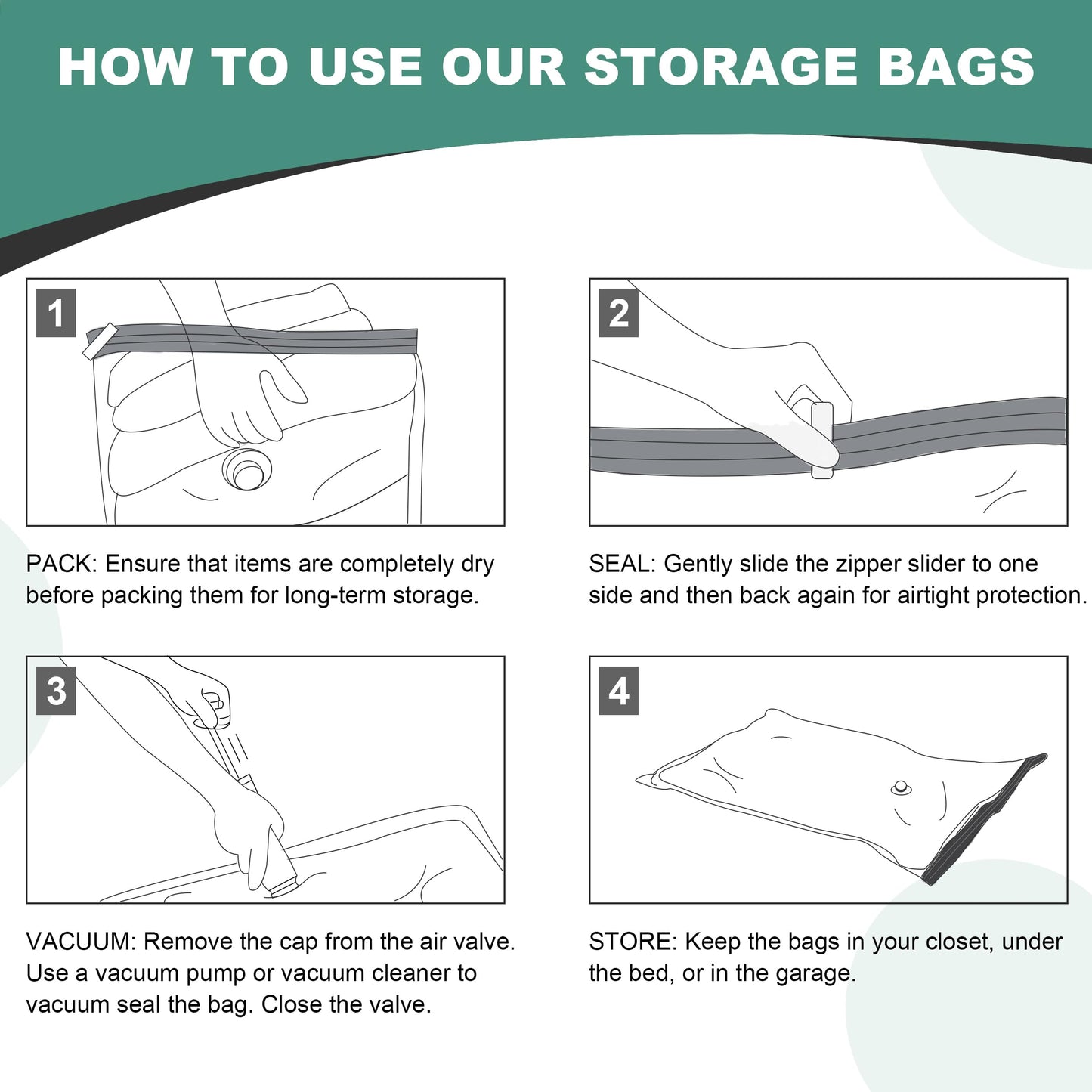 WTREE Vacuum Storage Bags for Clothes & Comforters