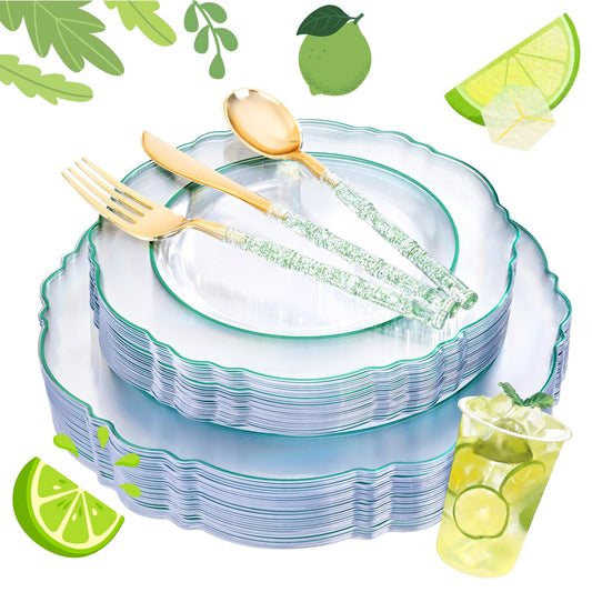 150 Pack Disposable Plates with Cutlery Set