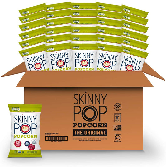 SkinnyPop Original Gluten Free Snack Bags, 30 Pack