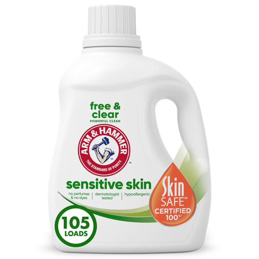 Arm & Hammer Sensitive Skin Free & Clear, 105 Loads Liquid Laundry Detergent, 105 Fl oz