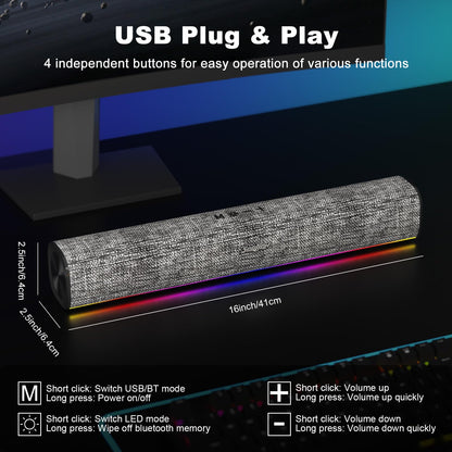 SOULION Bluetooth Speakers with LED Light for PC