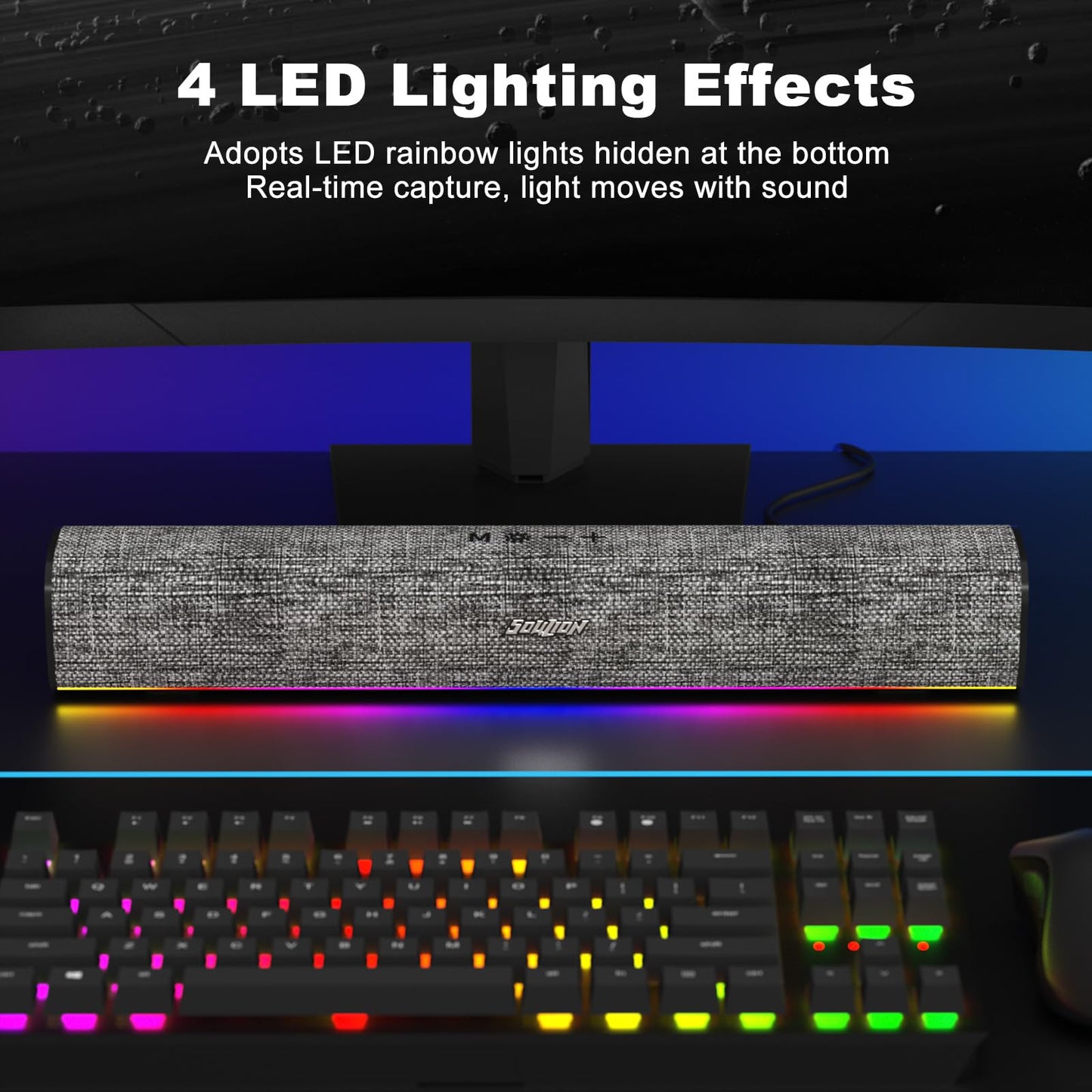 SOULION Bluetooth Speakers with LED Light for PC