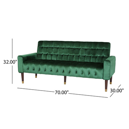 Christopher Knight Velvet Tufted Sofa, Emerald Gold