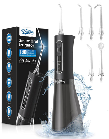 Water Dental Flosser Teeth Pick - 4 Modes Cordless Oral Irrigator 300ML Portable and Rechargeable IPX7 Waterproof Powerful Battery Life Water Dental Piks for Cleaning for Home Travel