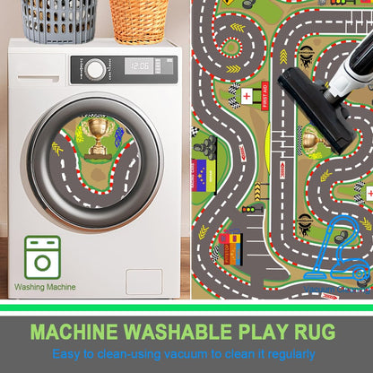 Race Track Playmat Rug for Kids Playroom