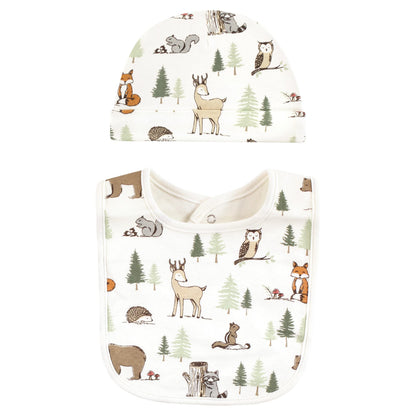 Hudson Baby Forest Animals Bib and Caps Set