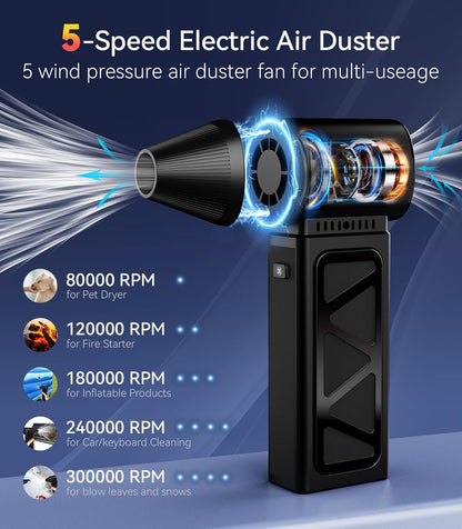 YUHUO Cordless Electric Air Duster with Turbo Fan