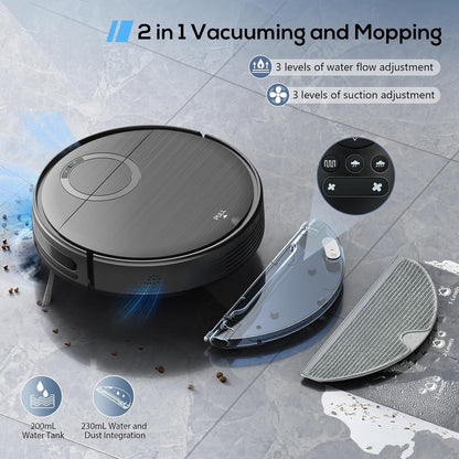 Robot Vacuum and Mop Combo with Wi-Fi Control