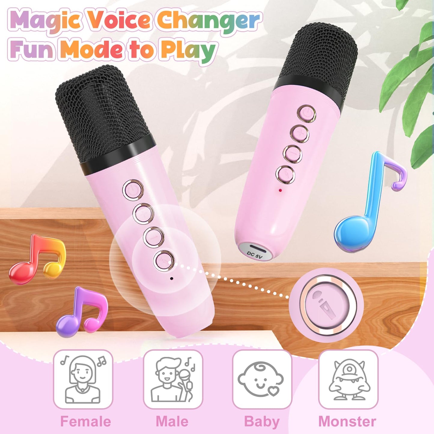 Mini Karaoke Machine with Wireless Microphones