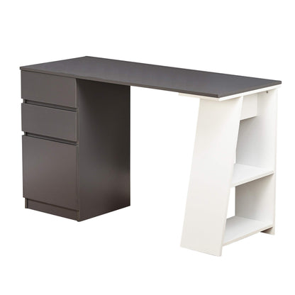 Target Marketing Systems Como Computer Desk with Storage, 3-Drawer Laptop Table with 2 Shelves for Home Office, Study Room and Gaming, 49.6 Inches Wide, Gray/White