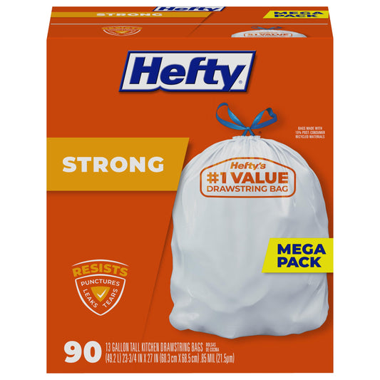 Hefty 13 Gallon Tall Kitchen Trash Bags, 90 Count
