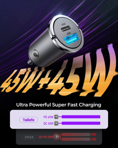 90W Fast USB C Car Charger Adapter