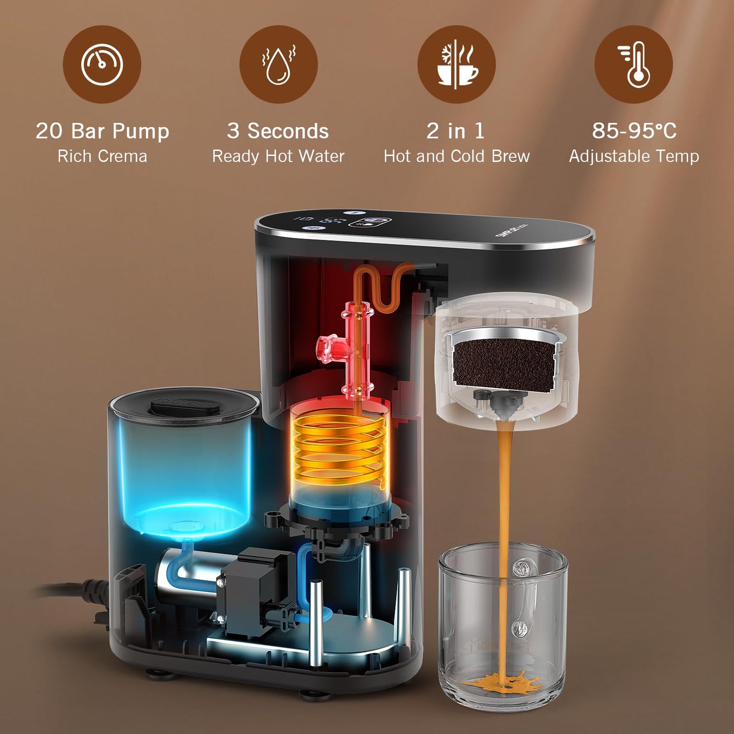 20 Bar Espresso Machine for Home and Travel