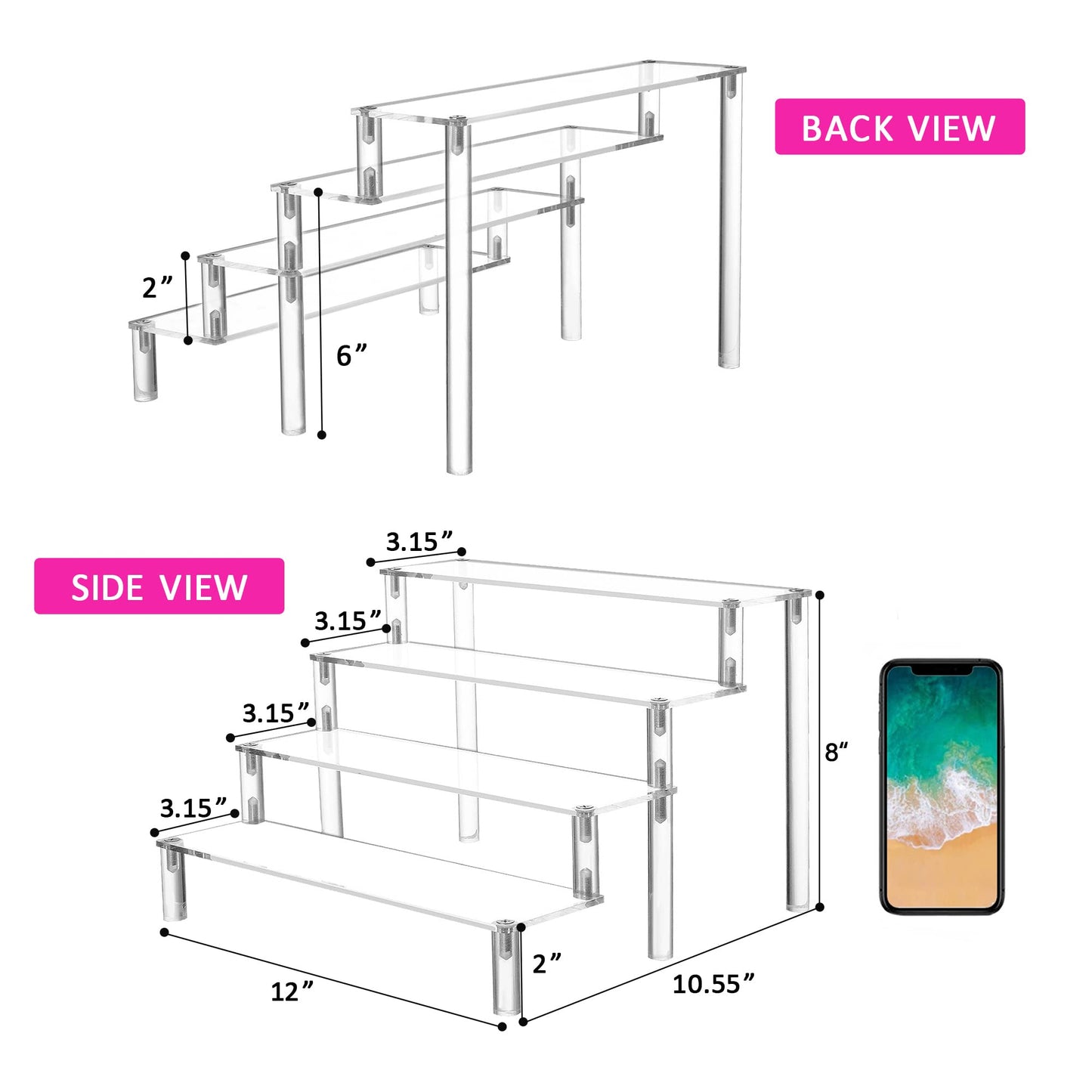 4-Tier Acrylic Display Shelf for Cakes and More