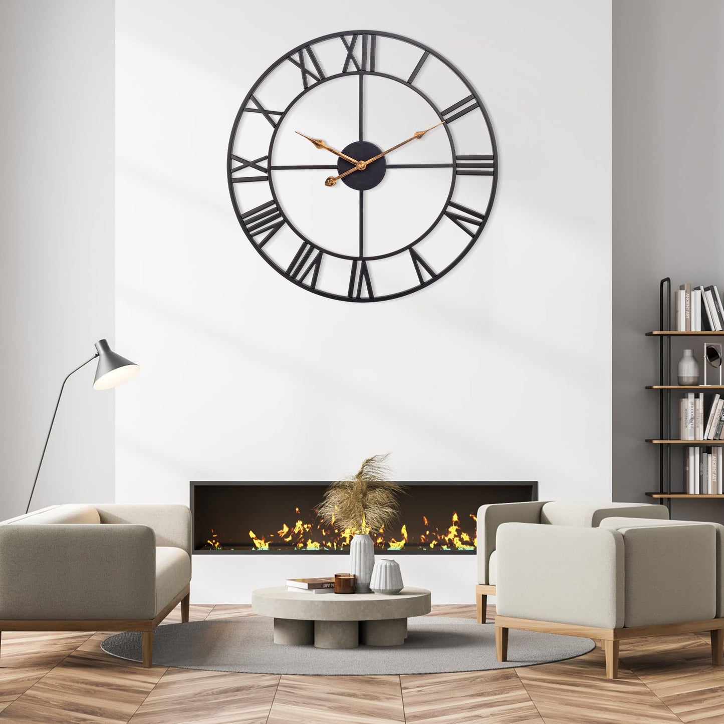 30-Inch Silent Metal Wall Clock for Decor