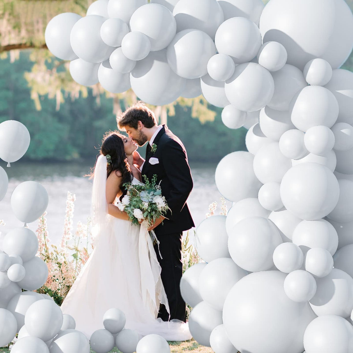 104PCS White Balloon Garland Arch Kit