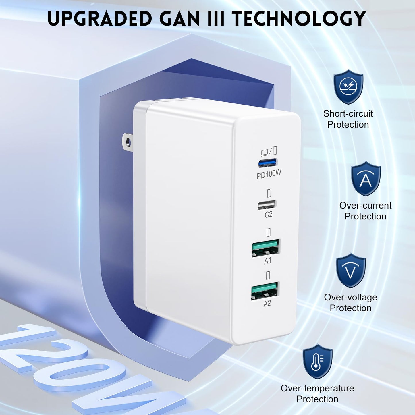 120W USB C Fast Charger Block - 4 Ports