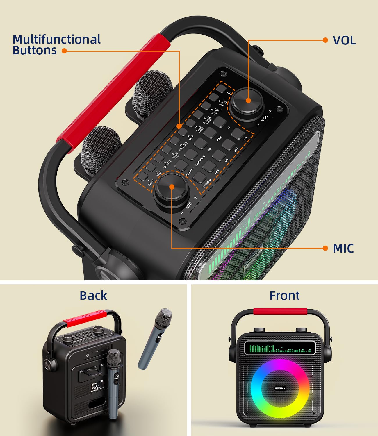 Karaoke Machine with 2 Wireless Microphones