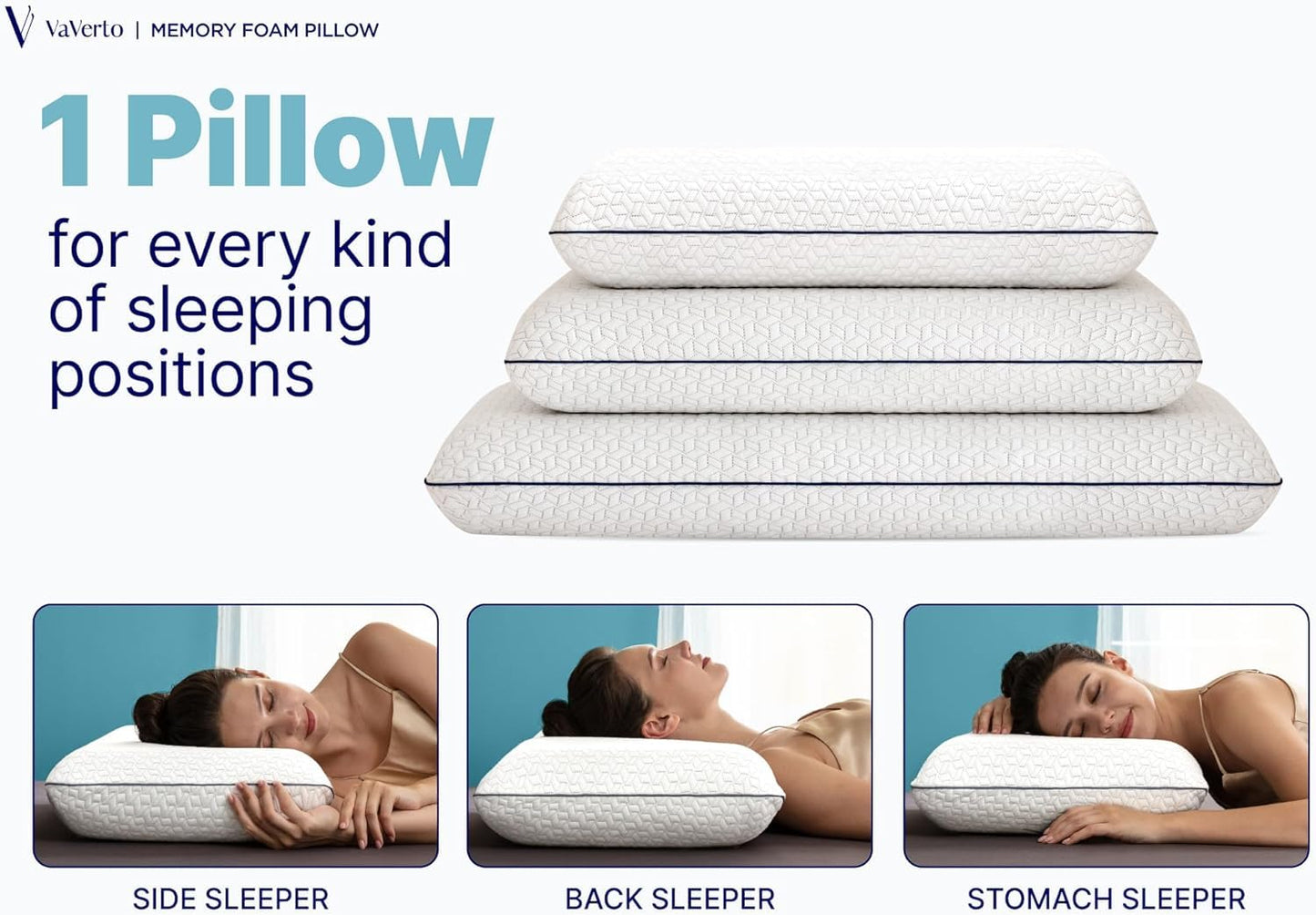 Vaverto Cooling Gel Memory Foam Bed Pillow