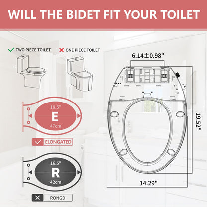 Bidet Seat, Non-Electric Bidet Toilet Seat Swash seat with Adjustable Ambient Water and Dual Nozzle System for Bathroom Airbnb, Easy Installation, Fit for Elongated Toilet, White Bidet Attachment