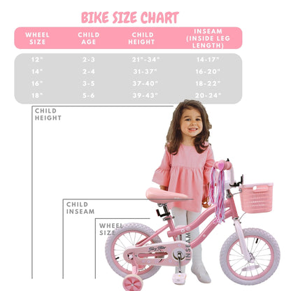 Girls 14" Pink Bike with Training Wheels