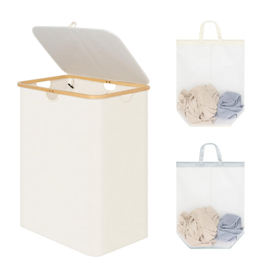 Large Laundry Hamper with Lid and Removable Bags