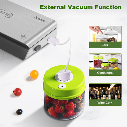 Gasbye 2-Pump Vacuum Sealer Machine, [2X Suction Power] Food Sealer for Dry, Wet Food, Sous Vide, 44Pcs Precut Bags Included, Easy-to-Clean Removable Drip Tray, Durable Silicone Gaskets, Silver