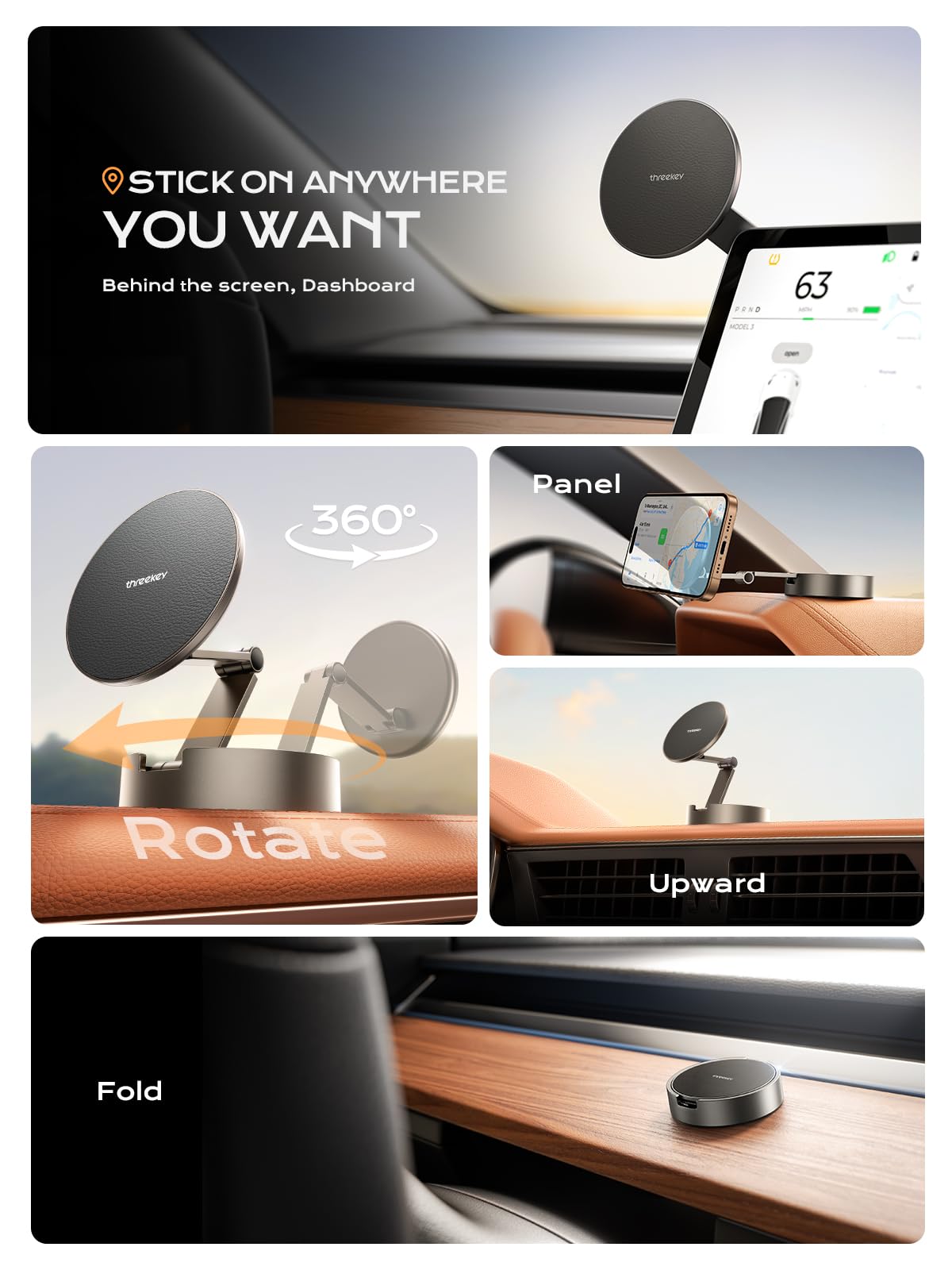 MagSafe Car Phone Mount with 360° Rotation