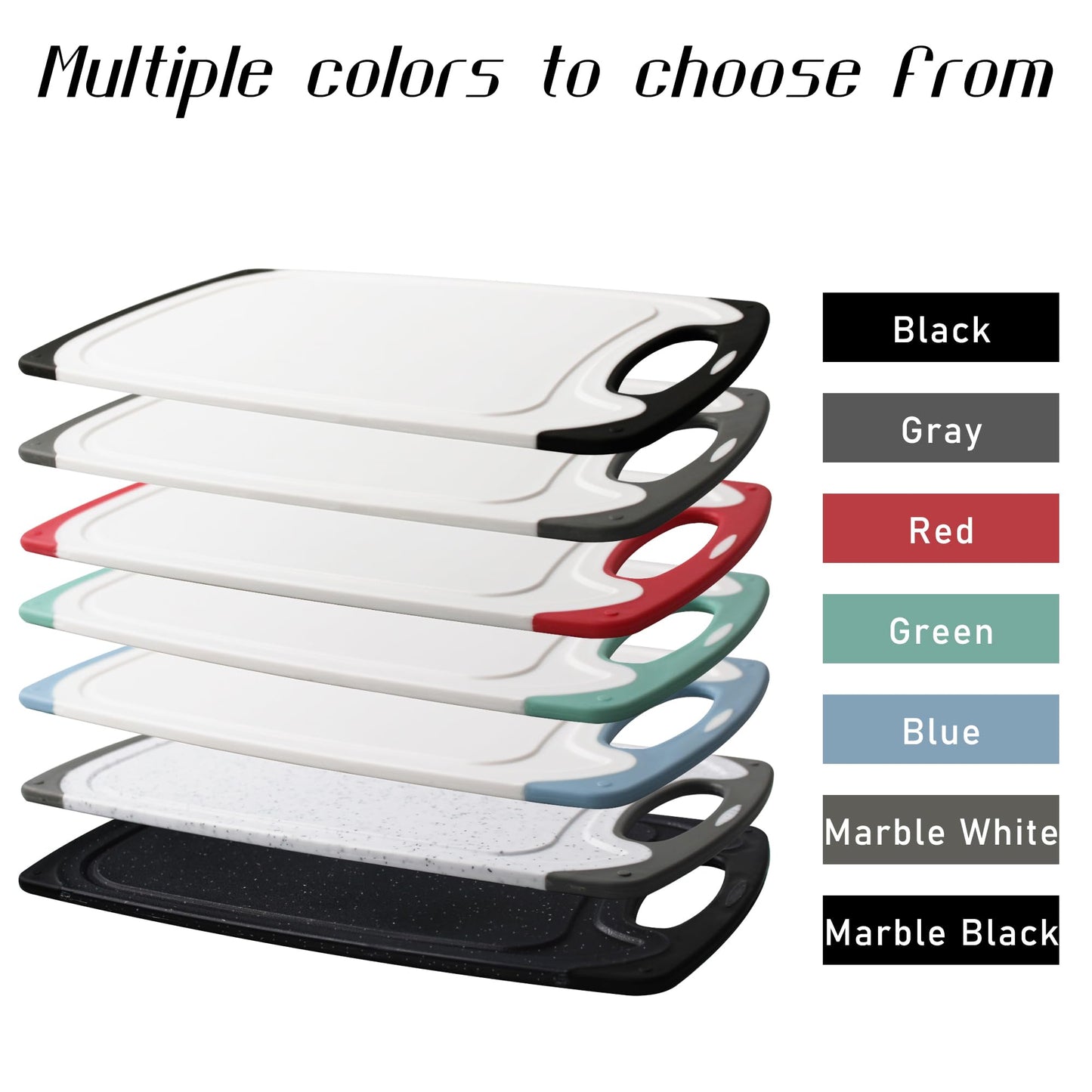 Tagliere Cutting Board for Kitchen, Plastic Cutting Board with Handle, Large-Small Cutting Board Set of 3, Non Slip Plastic Cutting Board, Dishwasher Safe Cutting Boards (Black)
